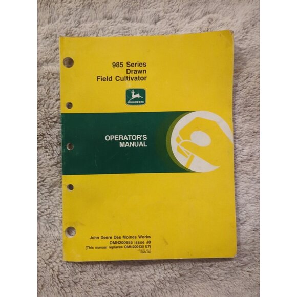 John Deere 985 Series Drawn Field Cultivator Operators Manual OMN200655 J8 Vtg - Picture 1 of 4